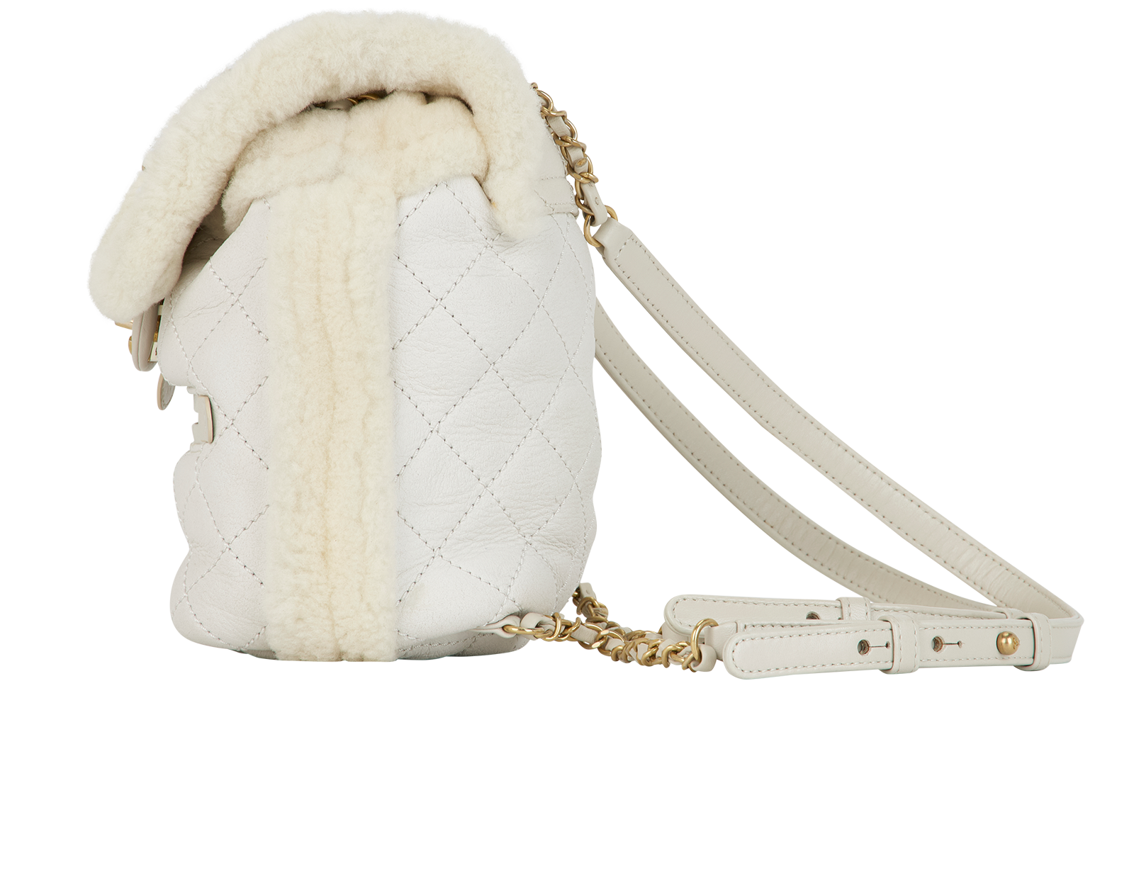 CC Backpack, &pound;3,900, Handbags, White, Leather/Shearling, Bottom view